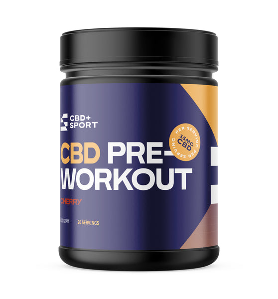 CBD + SPORT Pre-Workout 500mg Jar.