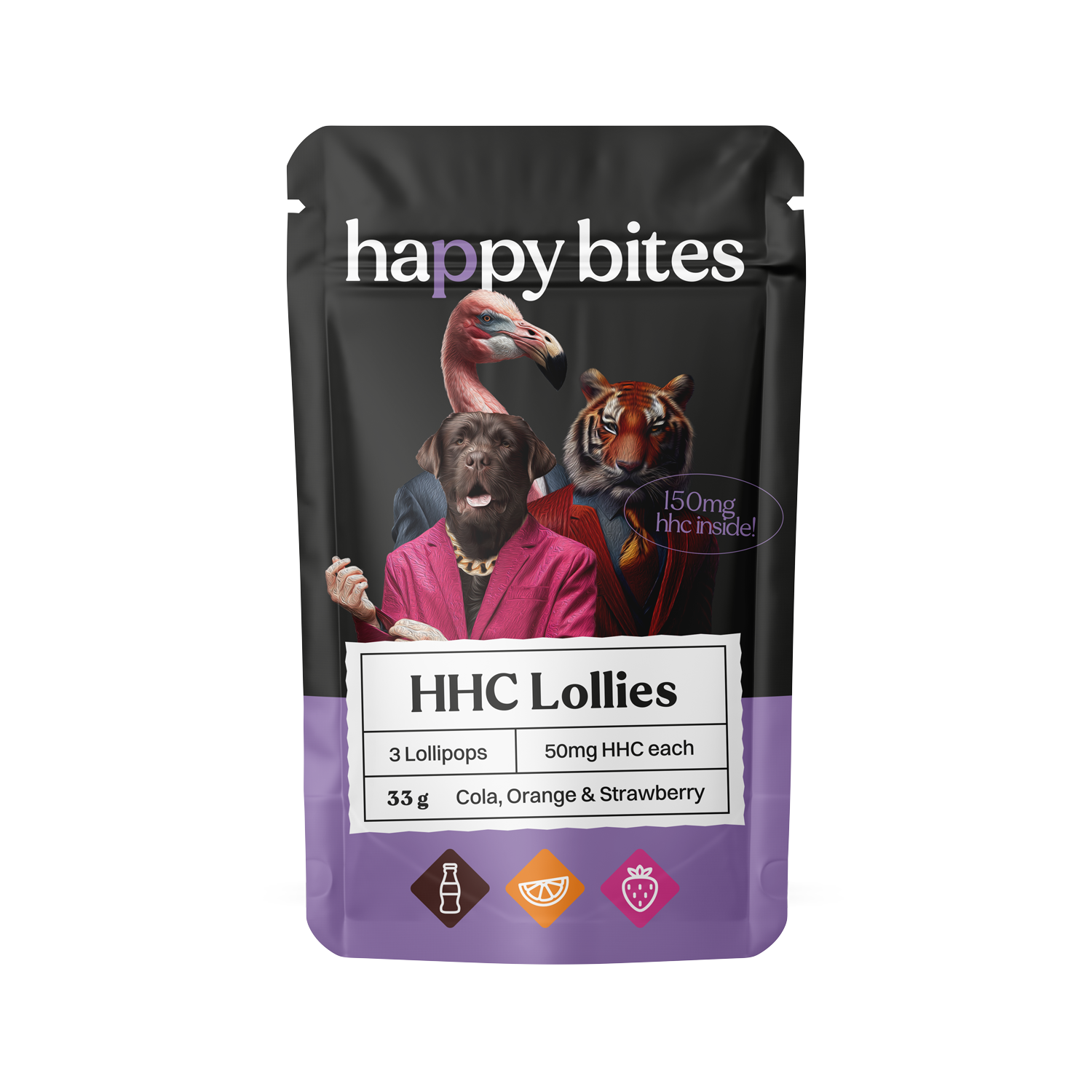 Happy Bites HHC Lolly Cola, Orange & Strawberry